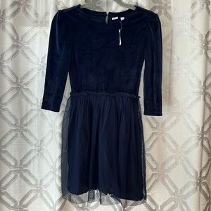 NWT: Gap Size 10 dress velvet/tulle Navy Blue